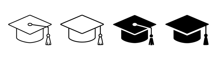 Graduation cap icon set with outline and solid academic mortarboard education vector illustration collection © ZHD Studio