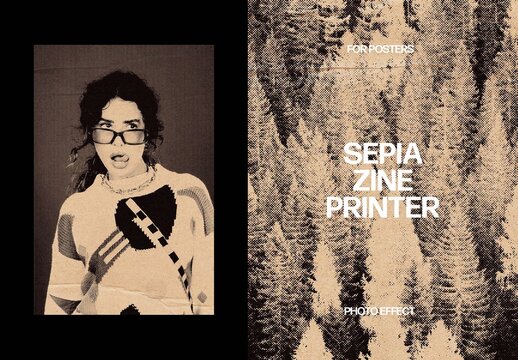 Sepia Zine Printer Poster Effect For Poster And Print Design