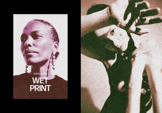 Vertical Wet Print Effect For Poster And Print Design