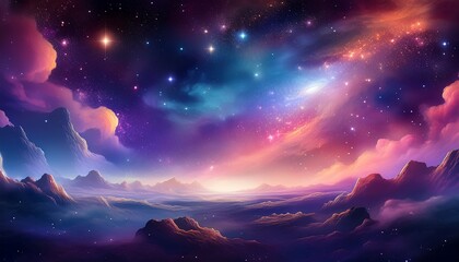 Fototapeta premium Mystical Galaxy Scene With Vibrant Clouds And Shining Stars