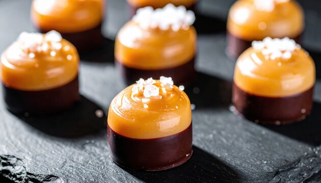 Gourmet Dark Chocolate Sea Salt Caramels with Salty Crystals