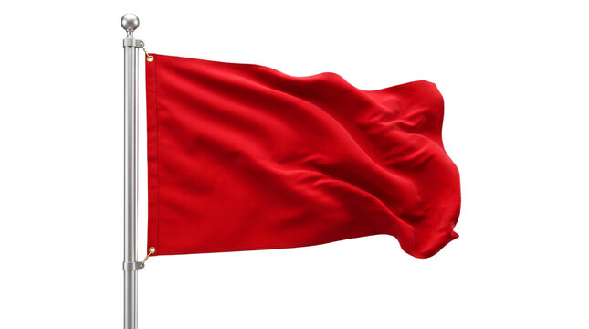 Flag Isolated Vibrant red flag waving on a pole symbolizing warning danger or alert Isolated on a white background Perfect exact visual clone of on a on a a clean generic flat product shot