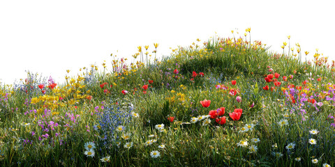 Vibrant Wildflower Meadow With Red Yellow White And Purple Blooms In Sunlit Grassland wildflowers flowers © DoneView Cinematics