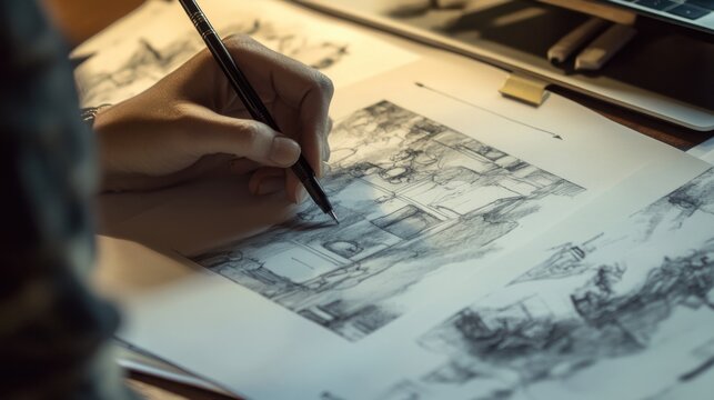 hand drawing architectural sketch