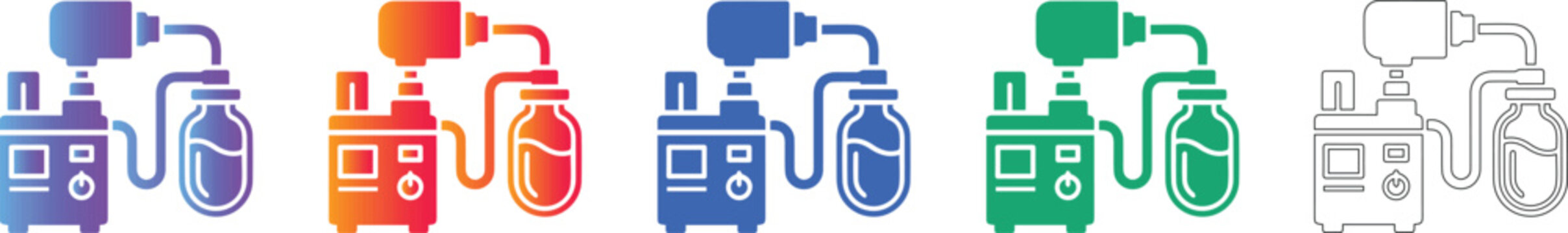Medical Suction Machine Icons Set