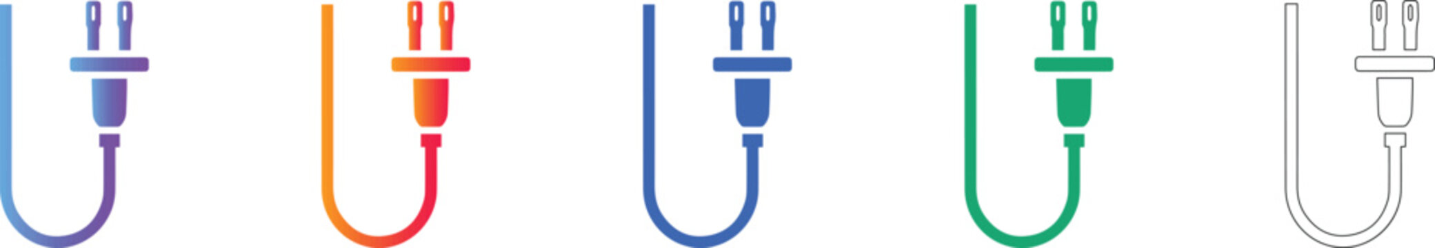 Electrical Power Plug Cable Connector Icons