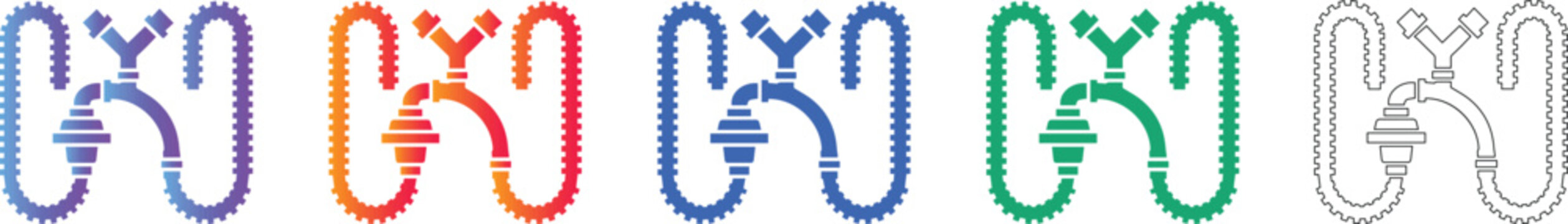 Lung Ventilator Circuit System Icons