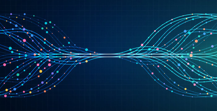 Ai technology. Concept of artificial intelligence. Dots lines. Digital, communication, science, networks