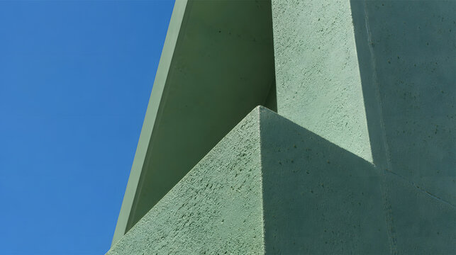 green perspective wall on blue sky background