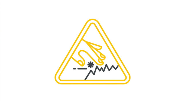 Yellow triangular warning sign with lightning bolt and explosion.