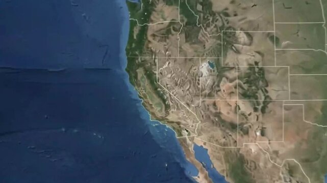 Animated digital map showing the USA in motion