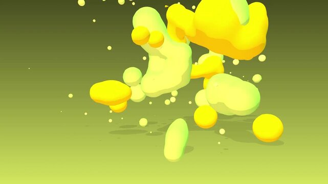 Yellow green fluid dynamic abstract metaball background