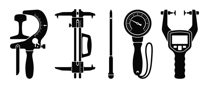 Set of professional precision measuring tools for engineering and manufacturing quality.