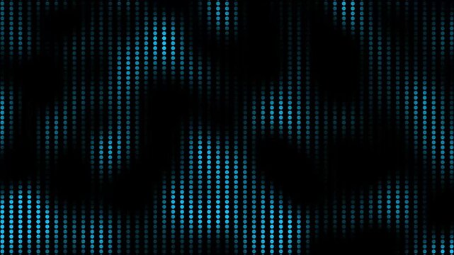 Abstract blue led dot matrix background, with pulsing light, waves and digital, motion dots
