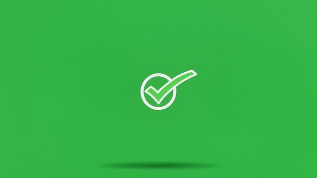 A green screen displays a white checkmark icon with a drop shadow underneath.