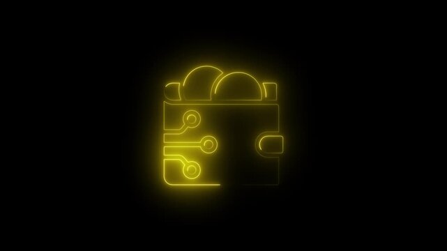 Neon digital wallet animation: cryptocurrency, fintech, and blockchain finance concept