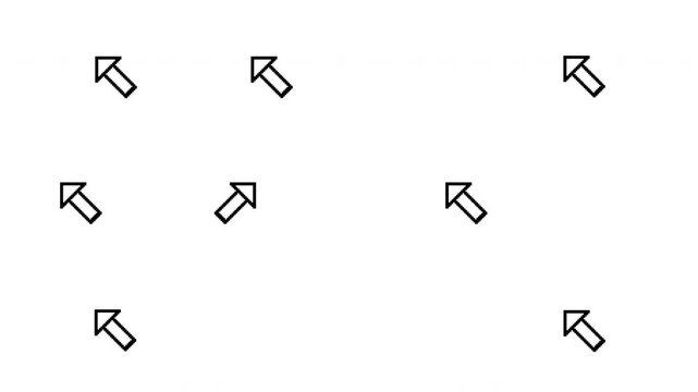 Pixel Art Black Arrows Rotation Animation. Retro Blinking Loop on White Background. The rhythmic movement and classic 8-bit aesthetic create a dynamic geometric pattern