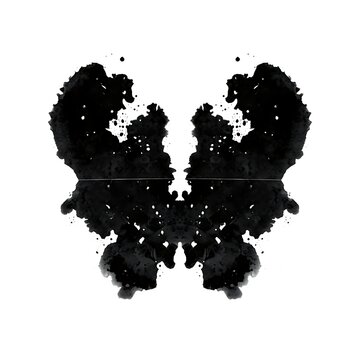 Symmetrical Black Inkblot Pattern Isolated on White Background