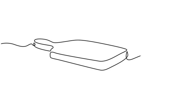 Self drawing animation of single line drawing some cloves of garlic on wooden cutting board. Will be processed into food seasoning. Can lower blood pressure. National Garlic Day. Full length animated
