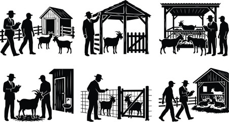 Farmers tending to goats in rustic barns © MD. SOHAN MIA