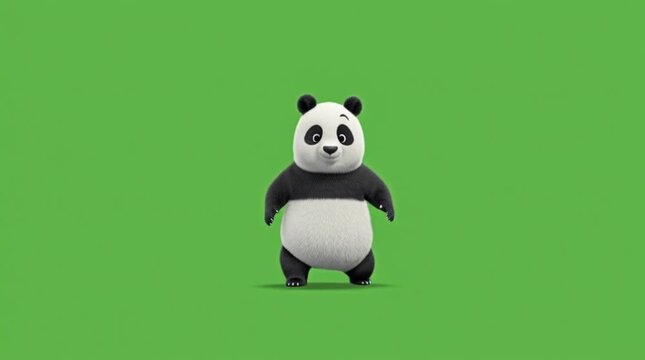 Dancing bear panda performing fun moves on green screen
