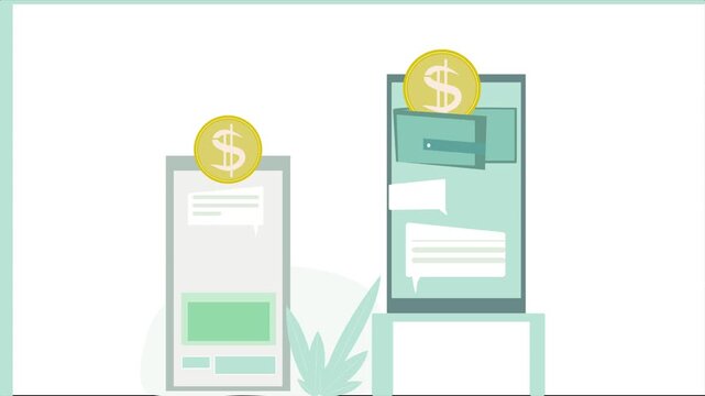 Send capital and successfully transfer with confirmation message, online message system, animation clip