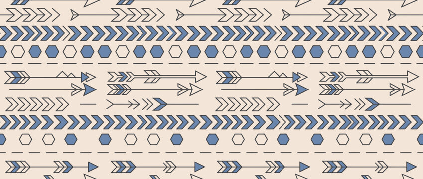 Tribal arrow and geometric border pattern.
