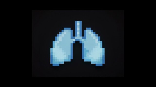 Lung breath anatomy animation pixel style on black background