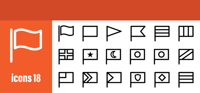 World Flags and Banners Line Icons Set. International, National, and Country Symbols. Global patriotism.