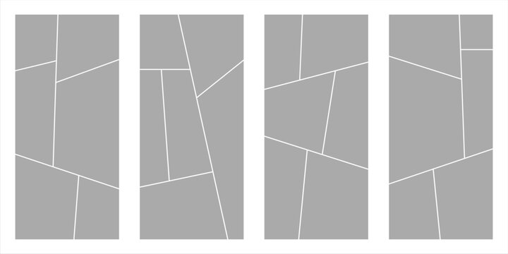 Set of collage grid manga comic storyboard layout panel blank template. Empty page frame for comic book, photo collage, poster, flyer. Vector illustration