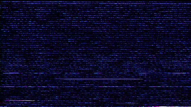 Glitch VHS analog television with static noise and distortion	