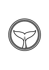Whale tail fin icon in a circle, minimal outline design © illustration