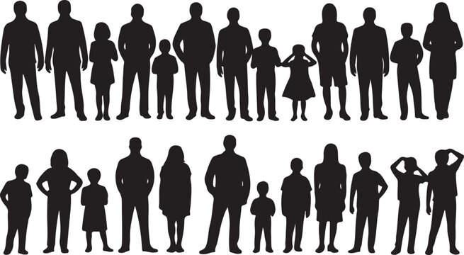 Diverse group of human figures in silhouette, representing a vibrant community of adults and children