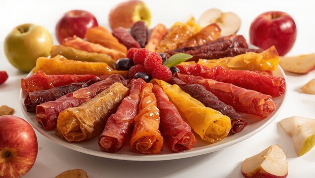 Tklapi. Classic Georgian fruit leather. Sweet fruit sheet.