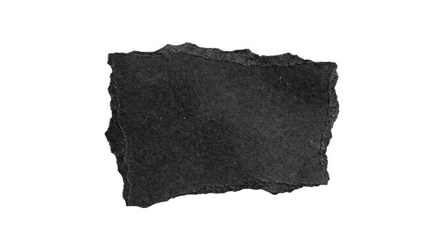 Torn black paper edge rough texture isolated on transparent background for design elements