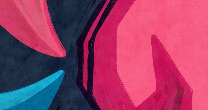 Abstract painted background with bold brush strokes in pink, blue, and dark navy. Modern artistic texture for creative graphic design and wallpapers