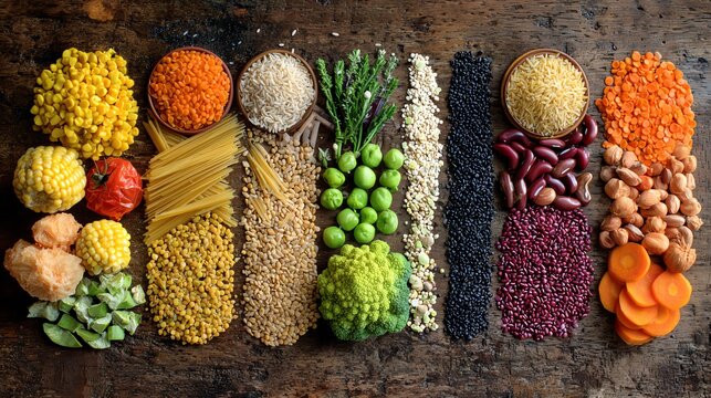 Food diversity improves nutrition Food security concept.