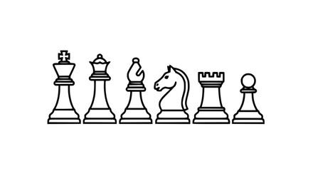 Chess Pieces Silhouette - King, Queen, Bishop, Knight, Rook, Pawn - Strategy Game Icon © illustration