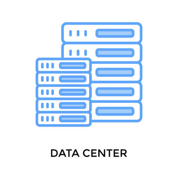 Data Center Icon Lineal Blue Style. Vector Illustration For Graphic Design