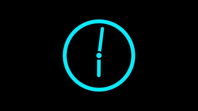 Clock icon animation representing time, countdown, deadline, schedule, and time management. Clock icon animation on transparent background. Clock spinning. alpha channel