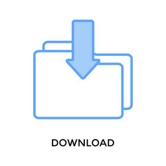 Obraz premium Download Icon Lineal Blue Style. Vector Illustration For Graphic Design