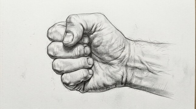 Pencil drawing of a clenched fist