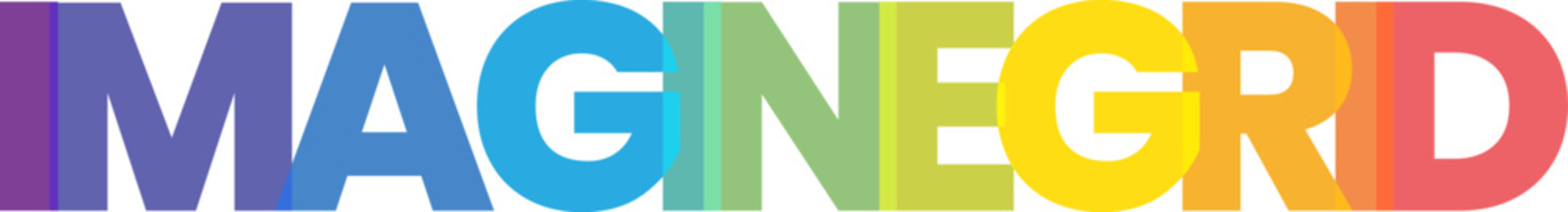 A sleek and inspiring text logo spelling IMAGNEGRD using a multi colored rainbow gradient for impactful visuals