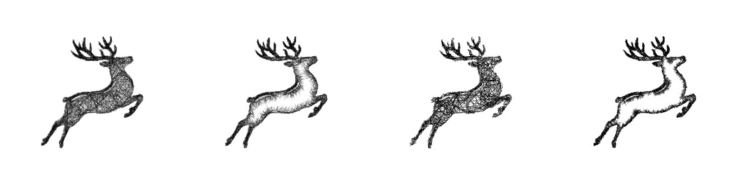 Sketch reindeer logo design set