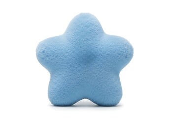Fototapeta premium A soft blue plush star-shaped decoration isolated on a clean white background for creative design projects