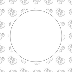 Obraz premium circle frame of coffee beans. doodle coffee frame. coffee beans background