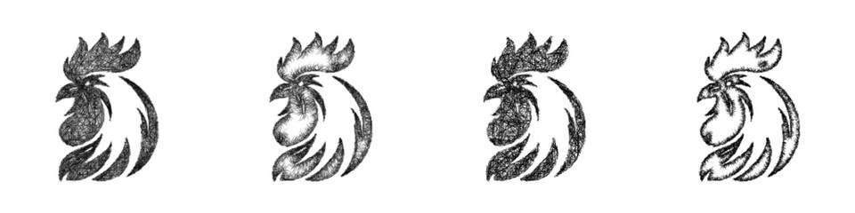 Sketch black and white rooster logo design set © David Zydd