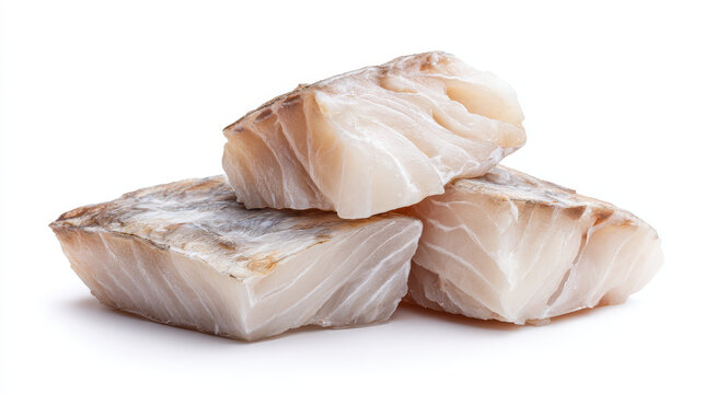 Displaying Pale Flaky Flesh of Fresh Raw Hake Fish