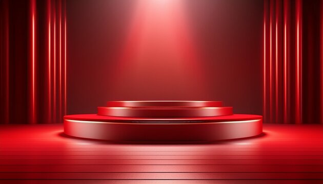 red platform with spotlight background for product display or presentation