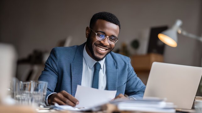 smiling lawyer typing documents